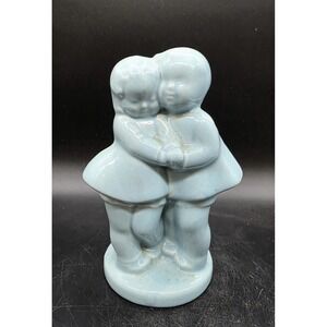 VTG Shawnee Pottery Baby Blue Boy Girl Lovers Planter Stem Vase Clay Figurine 8"